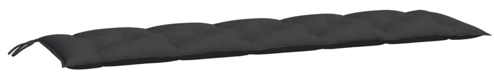 2 db fekete oxford szövet kerti padpárna 180 x 50 x 7 cm