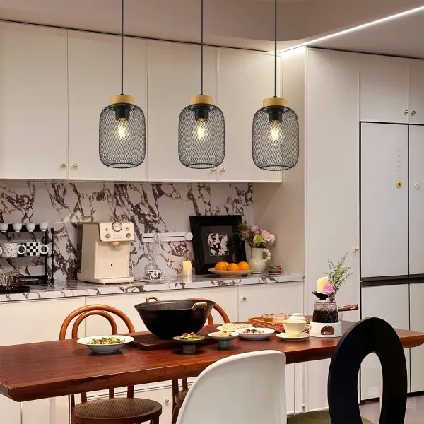 Brilagi - Zsinóros csillár BASKLITE 3xE27/15W/230V kaucsukfa/fekete