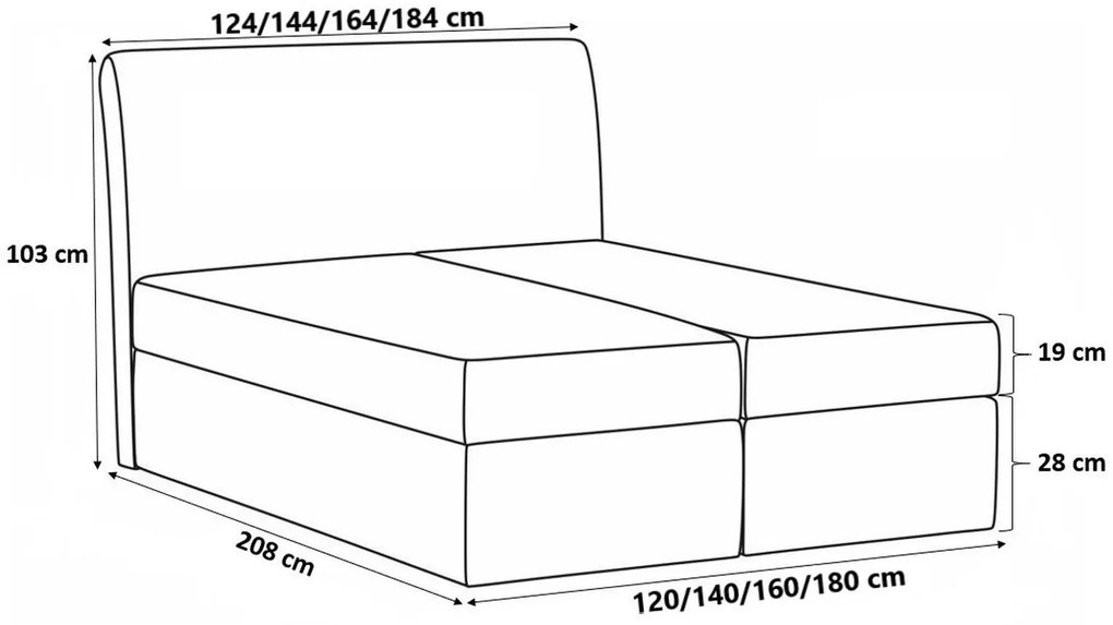 ASKOT boxspring ágy - 200x200, bézs + INGYENES topper