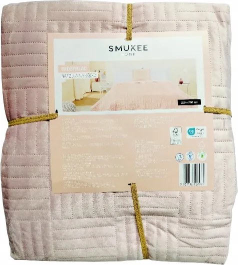 Nagy ágytakaró takaró 220x200 velúr steppelt púderrózsaszín 983