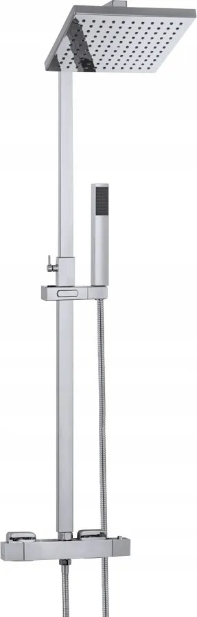 Termosztatikus Zuhany Csaptelep Króm Zuhany Szett Cube Slim