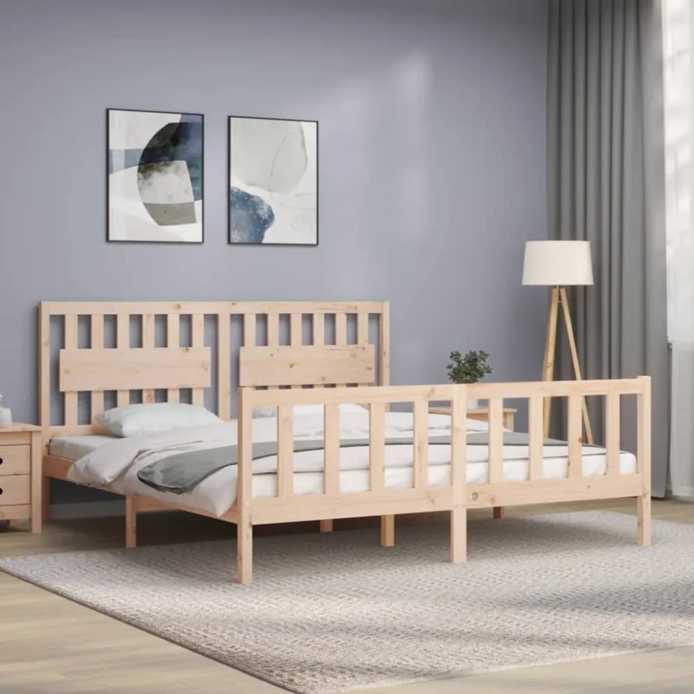 tömör fa ágykeret fejtámlával Super King Size