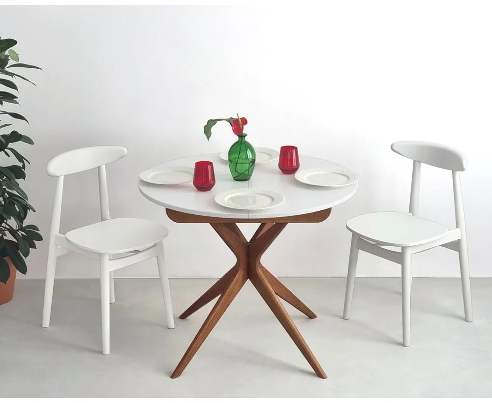 Kerek bővíthető étkezőasztal hosszabbító asztallappal ø 90 cm Jubi – Ragaba