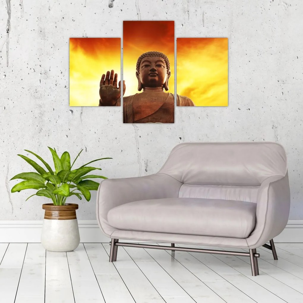 Kép - Buddha piros és sárga háttérrel (90x60 cm)