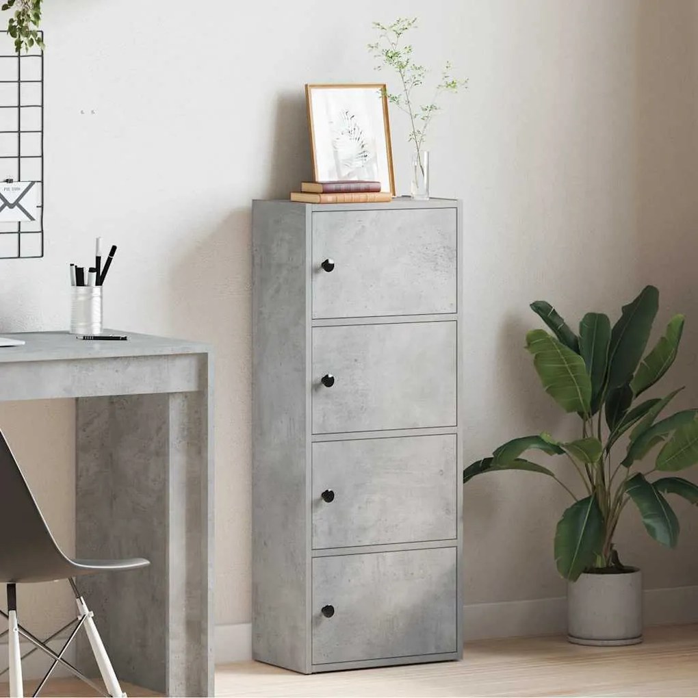 betonszürke szerelt fa könyvespolc 40x24x102 cm