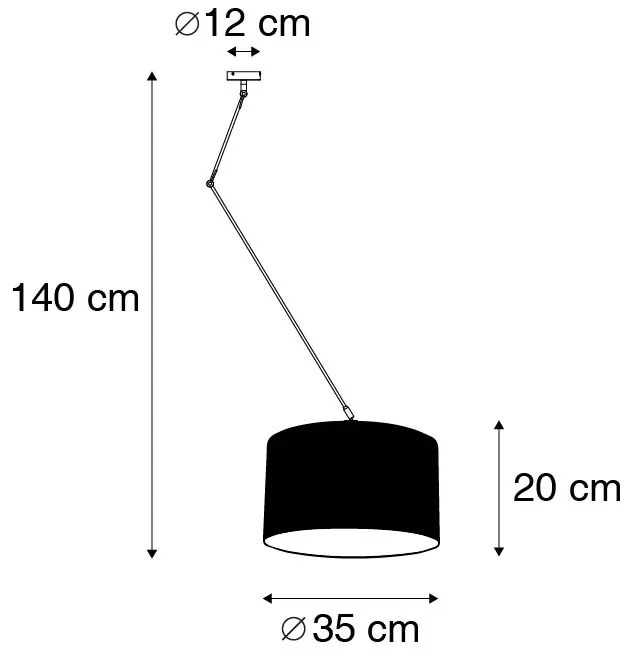 Függőlámpa fekete árnyékolóval 35 cm világoskék állítható - Blitz
