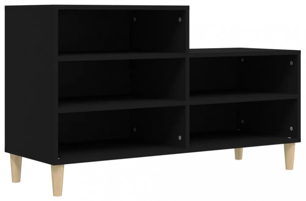fekete szerelt fa cipősszekrény 102x36x60 cm