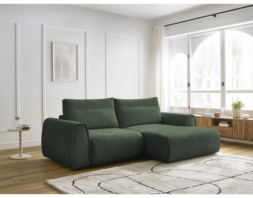 Sötétzöld sarokkanapé Aden – Bobochic Paris