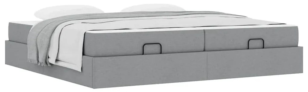 Ágykeret tárolóval Világosszürke 200 x 200 cm szövet