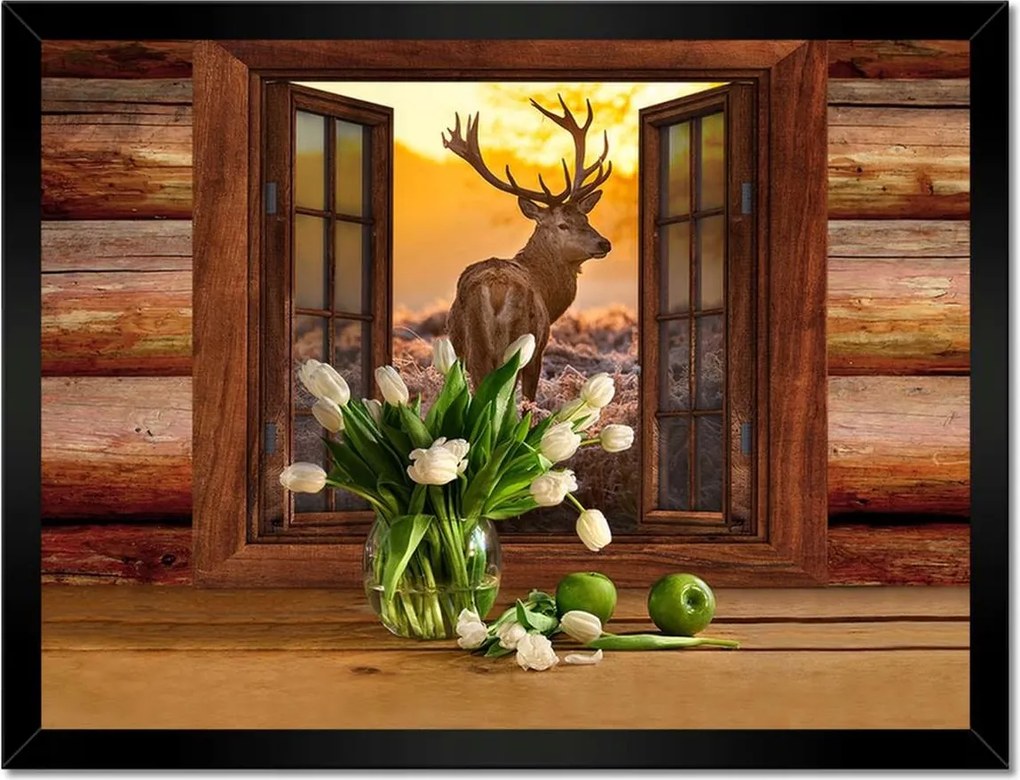 Poszterek keretben 40x30 Méltóságteljes szarvas a réten