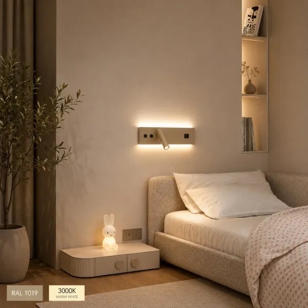 Brilagi-LED Falra szerelhető spotlámpa USB-porttal NOCTIS LED/3W/230V+LED/9W bézs