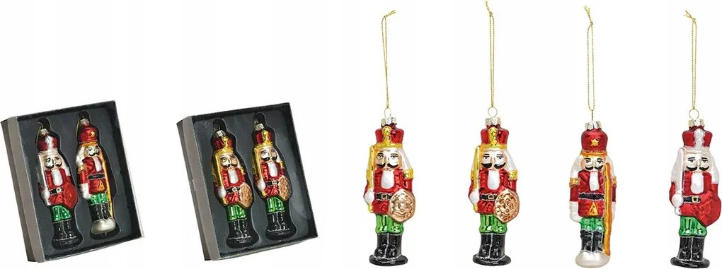 Karácsonyfadísz gömbök – Diótörő, üveg, 12 cm, 2 darabos készlet