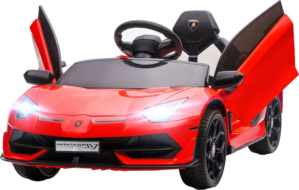HOMCOM Gyerek Elektromos Autó LAMBORGHINI AVENTADOR SVJ ROADSTER 12V Gyermek Jármű 2.4G Távirányítóval, 2 Motorral, MP3 Farokkal, Zenével, Lágy Indítá