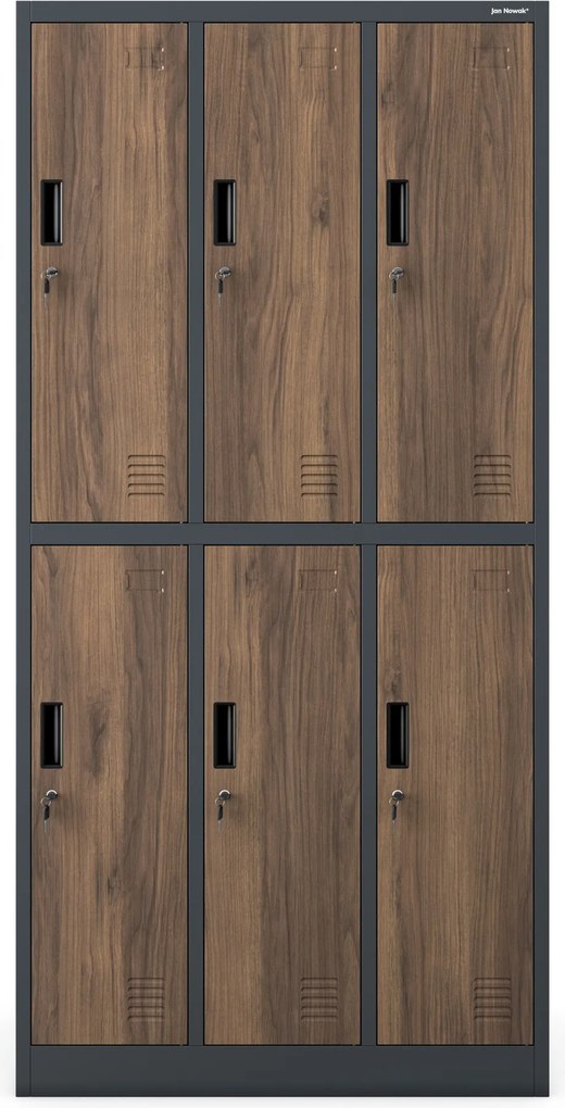 6 ajtós öltözőszekrény, antracit/dió, 900x1850x450 mm: IGOR Eco Design
