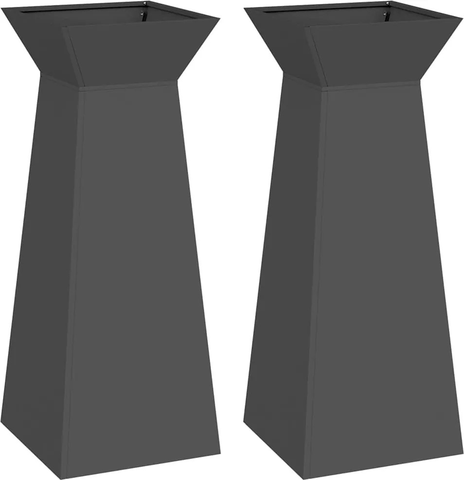 vidaXL Pillér Ültető 2 pcs Fekete 40 x 40 x 100 cm