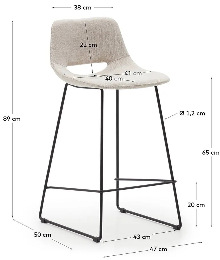 Bézs bárszék (ülésmagasság 65 cm) Zahara – Kave Home
