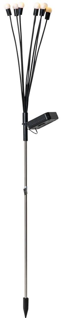 Kültéri állólámpa fekete, LED-del, napelemes és talpnyílással - Fire Fly