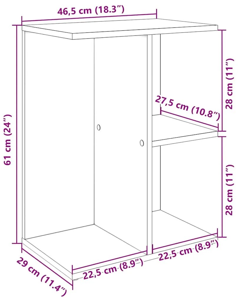 betonszürke szerelt fa éjjeliszekrény 46,5x29x61 cm
