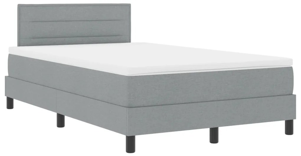 Box Spring Ágy Matraccal és LED Fénnyel Szürke 120x200 cm Szövet