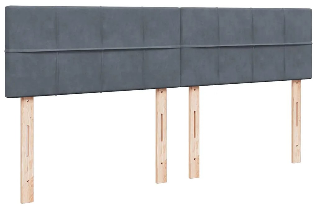 Ottomán ágykeret matraccal sötétszürke 160x200cm bársony