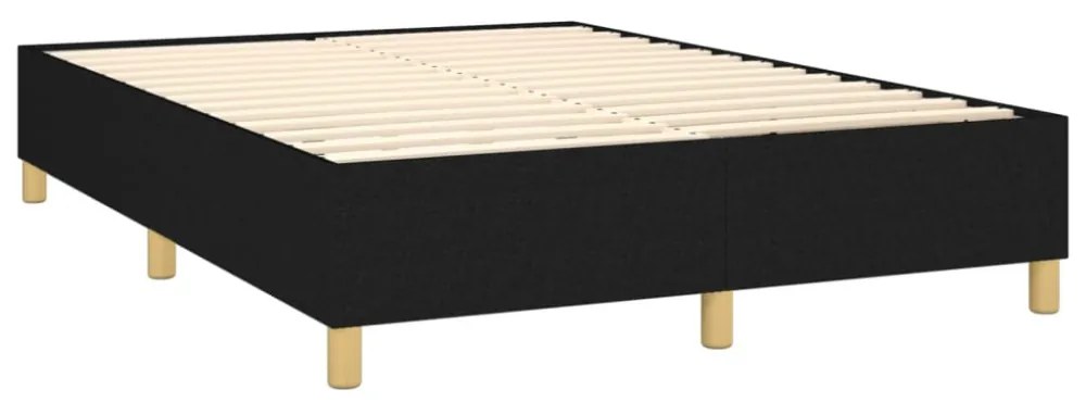 fekete szövet rugós és LED-es ágy matraccal 140x200 cm
