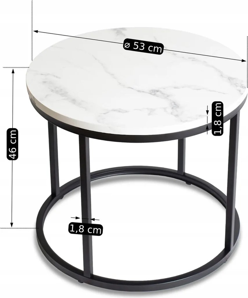 Asztal fehér márvány/fekete színben CONNY