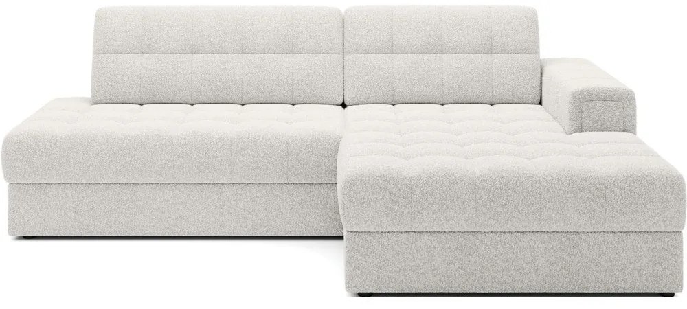 Krémszínű buklé kinyitható sarokkanapé (jobb oldali-heverő résszel) Blezalt – ELTAP