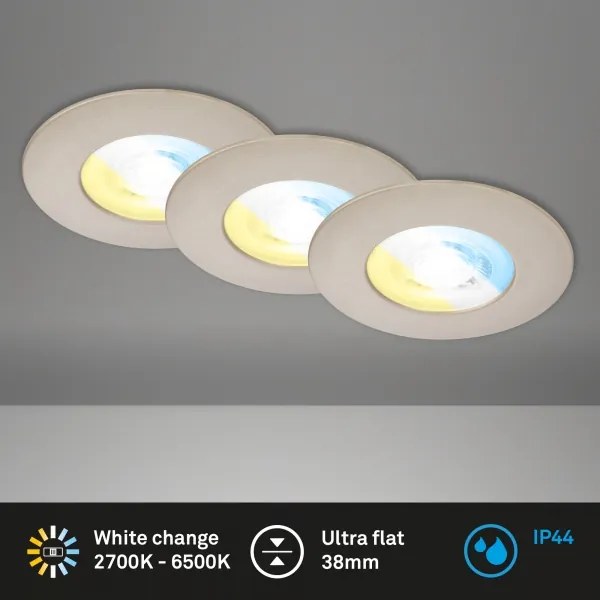 Briloner 7605032-SZETT 3xLED Fürdőszobai beépíthető mennyezeti lámpa 3xLED/4,9W/230V IP44 matt króm