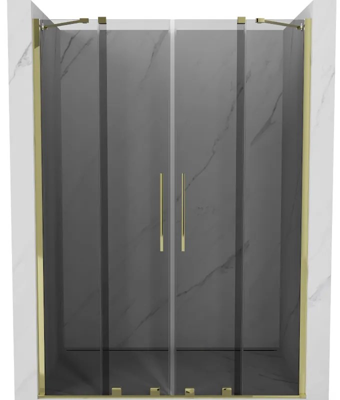 Mexen Velar Duo, tolózuhanyajtó nyitáshoz 140 cm, 8mm szürke üveg, arany fényes, 871-140-000-42-50