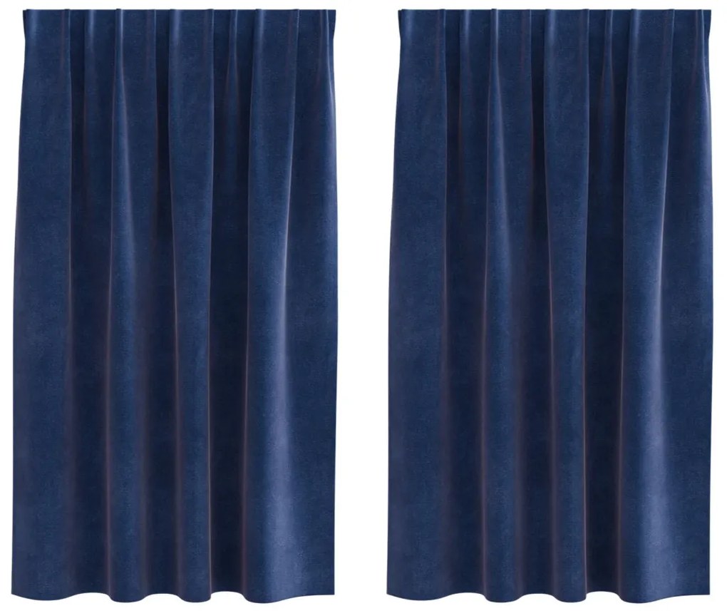 Függönyök függönyökkel 2 pcs Sötét kék 140 x 175 cm Bársony