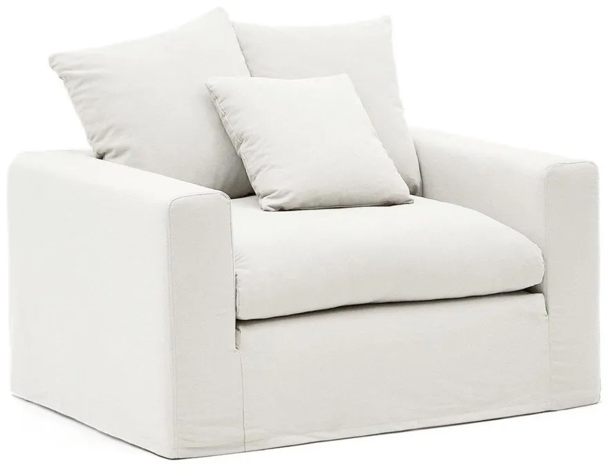 Fehér len fotel Nora – Kave Home