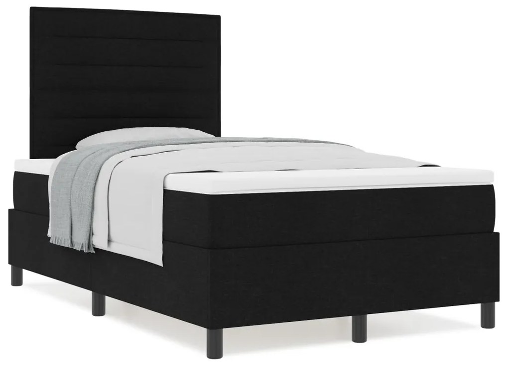 Box Spring Ágy Matraccal Fekete Kis Kétszemélyes Szövet