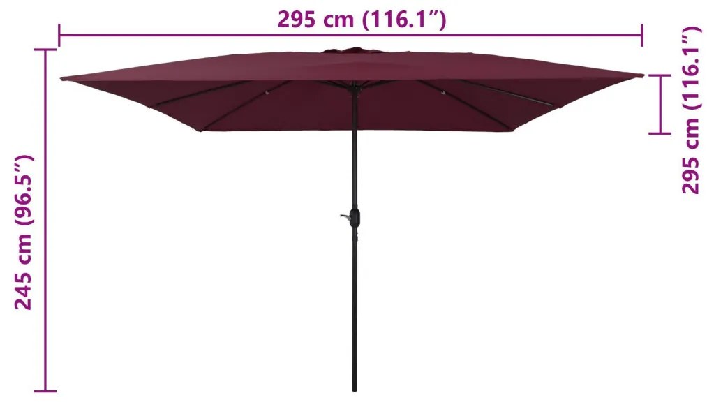 Négyzetes Kerttél 295x245 cm Bordeaux Piros