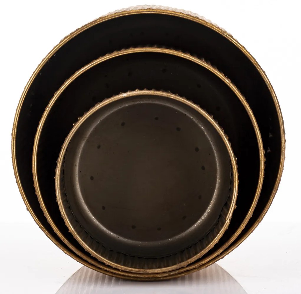 Kaspó szett 3 db-os arany fém 29x30x30 24x25.5x25.5 20.5x20x20cm