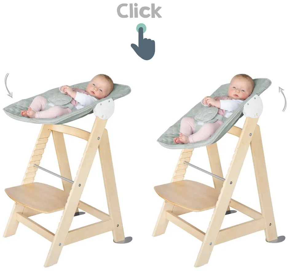 Világoszöld-natúr színű etetőszék Style Born Up 2in1 – Roba
