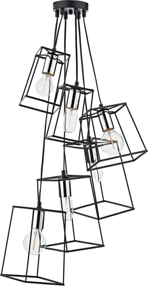 DAR LIGHTING TOW0650 TOWER Modern Led Függesztett Lámpa Fekete, Csiszolt Króm E27 IP20