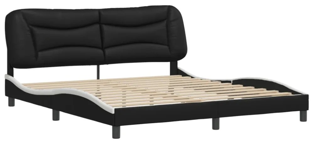 fekete és fehér műbőr ágykeret matrac nélkül Hvar 180x200 cm