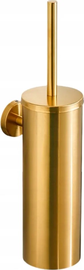 Wc Kefe Fürdőszobába, Toalettkefe, Acél, Fali Tartóval, Arany