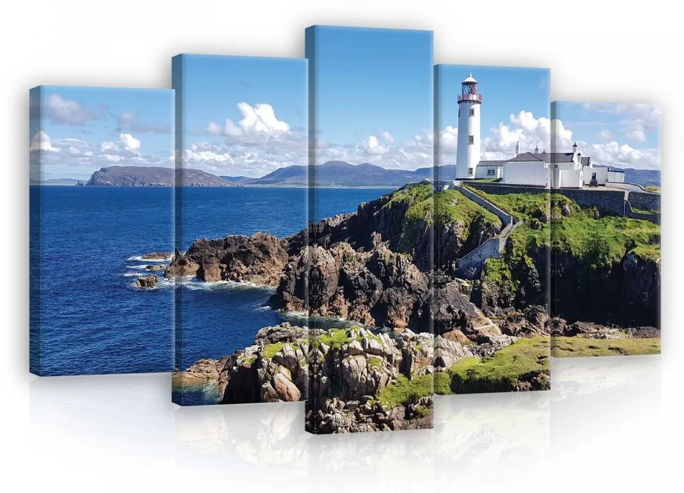 Vászonkép 5 darabos, Tenger a hegyek,és a világító torony 100x60 cm méretben