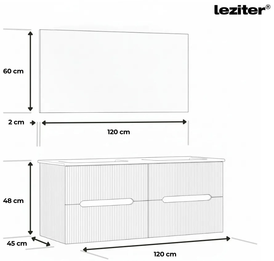 Trent Fürdőszobabútor 120 cm kerámia mosdóval tükörrel 60x120 cm zöld