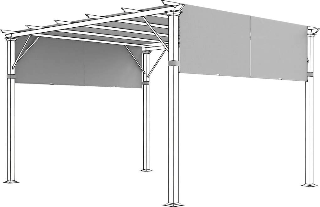Outsunny pergola ponyva 4,88 x 1,22 m UV-védelemmel – napvitorla teraszra, 3 x 3 m pavilonhoz, világosszürke | Aosom