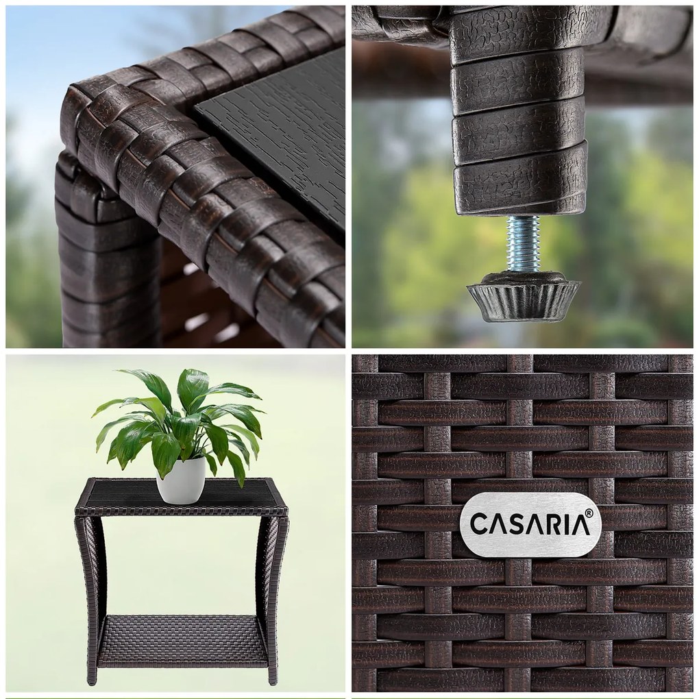 Deuba Vedis polyrattan asztalka 45x45x40 cm - barna
