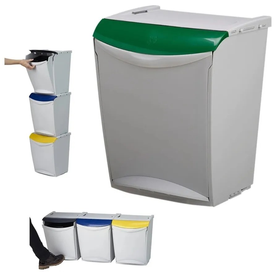 Denox Ekosystem Szelektív hulladékgyűjtő szemetes25 l, zöld - üveg