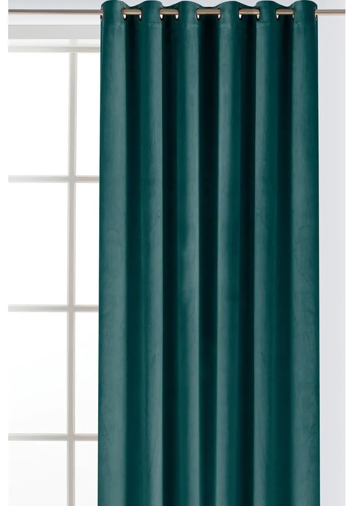 Petróleumkék bársony dimout (részleges sötétítő) függöny 265x270 cm Velto – Filumi