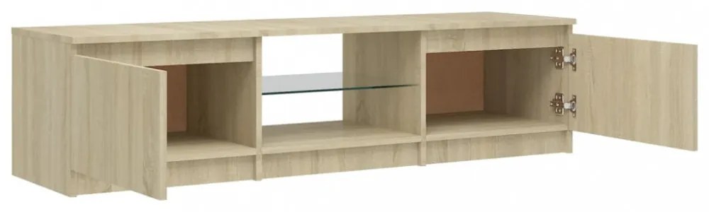 sonoma tölgy színű TV-szekrény LED lámpákkal 140x40x35,5 cm