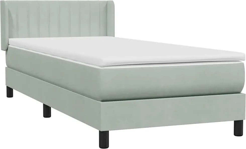 vidaXL világosszürke bársony rugós ágy matraccal 90x220 cm
