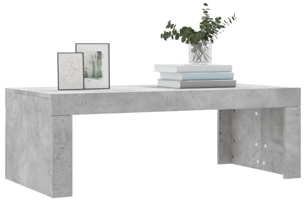 Betonszürke szerelt fa dohányzóasztal 102 x 50 x 36 cm