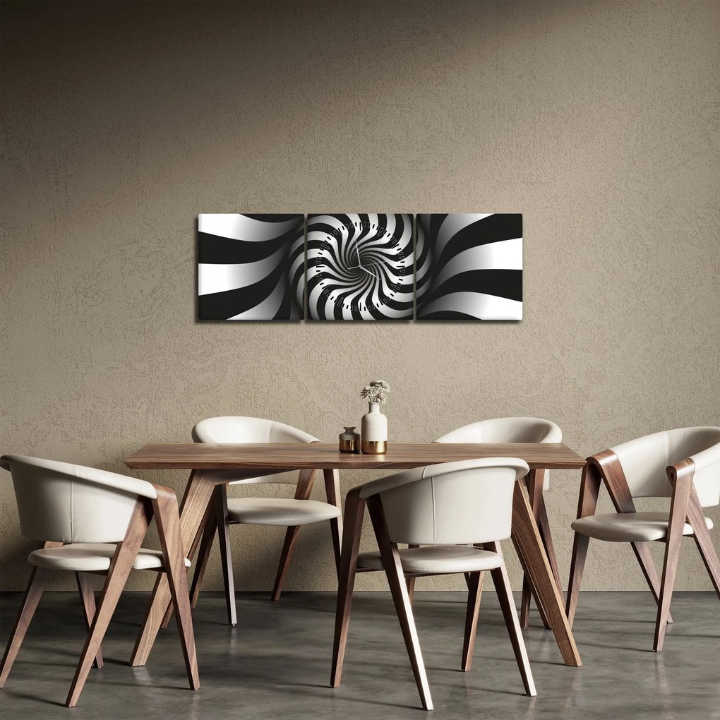 Absztrakt kép egy fekete-fehér spirál (órával) (90x30 cm)