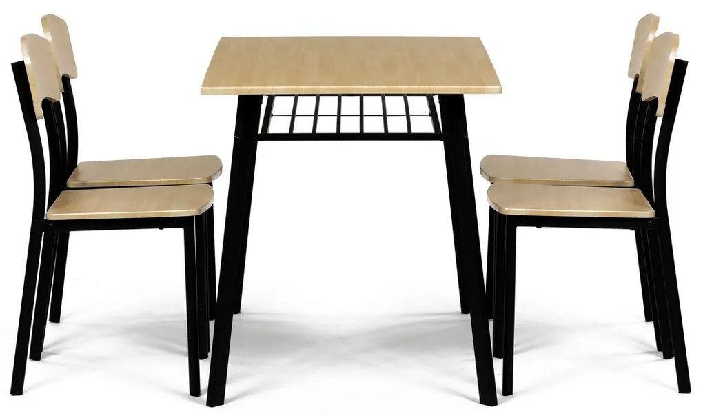 Industrial étkezőgarnitúra 4 székkel,  110 x 70 x76 cm, barna