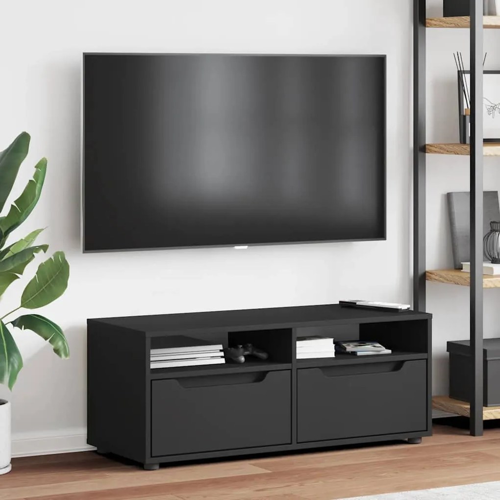 VISNES fekete szerelt fa TV-szekrény 100x40x38 cm
